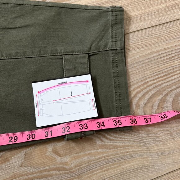 myStyle Cropped Cargo Pants Sz 14 Olive Sage green Military leg details casual - Picture 8 of 10